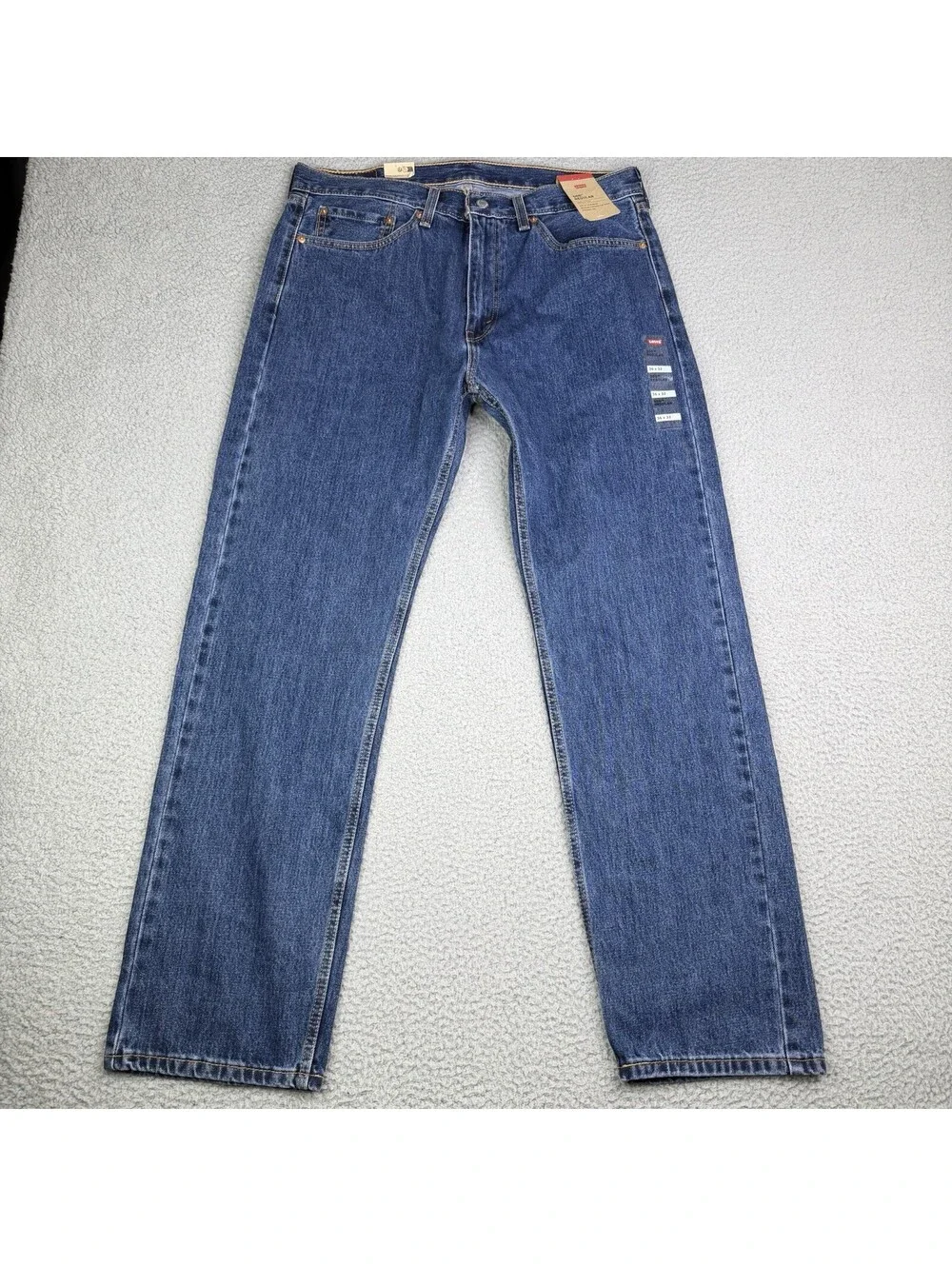 Levis 505 Blue Denim Jeans Men's 36x32 Regular Fit Straight Leg 100% Cotton NWT
